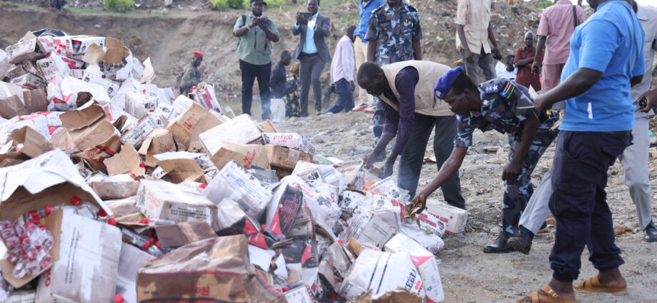 CES Security Committee Incinerates Confiscated Harmful Alcoholic Spirits Juba