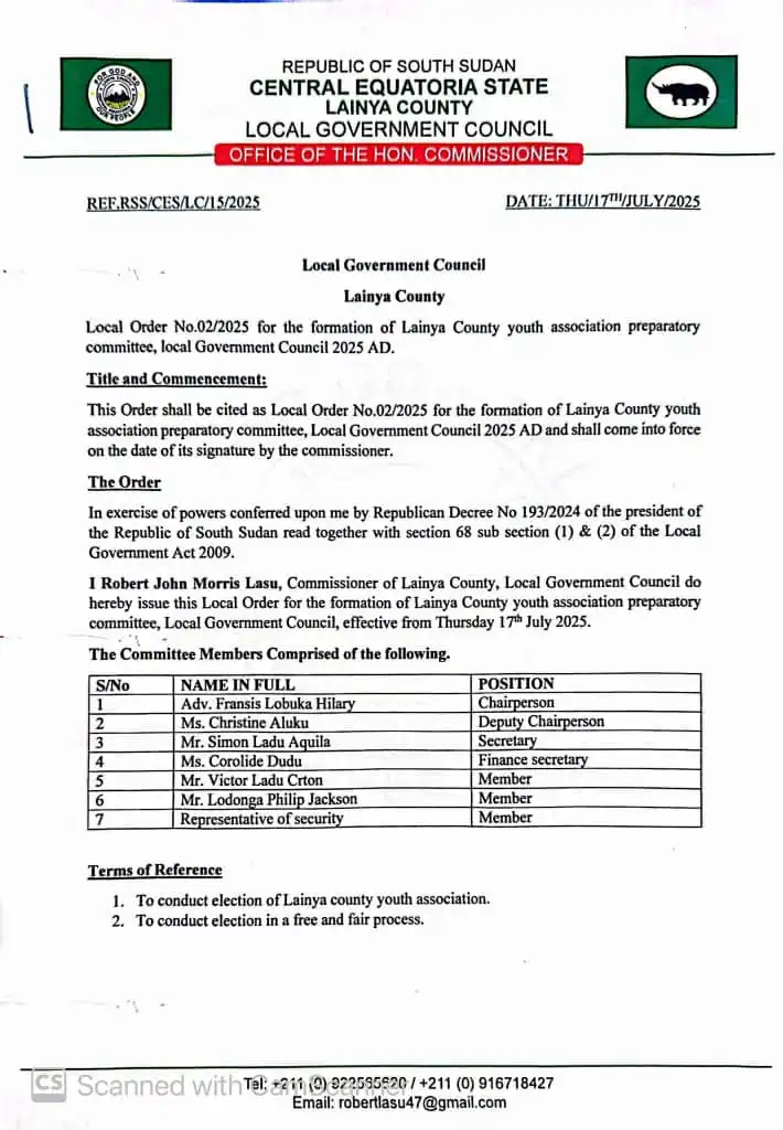 Lainya Commissioner Dissolves Youth Leadership 2025