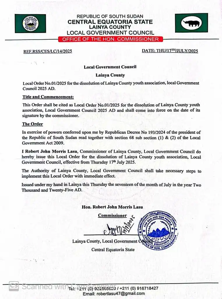 Lainya Commissioner Dissolves Youth Leadership News