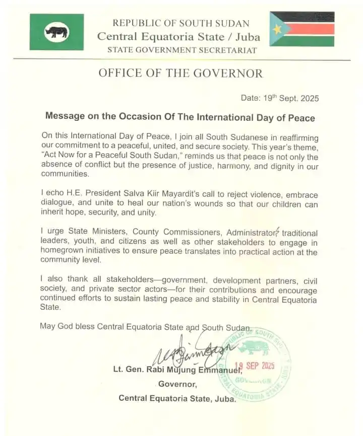 CES International Day of Peace - Juba Joins Global Community in Peace Day Observance