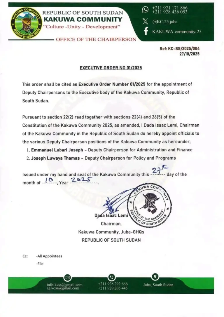 Kakuwa Community Names New Deputy Leaders in Juba Kakuwa Community Names New Deputy Leaders in Juba
