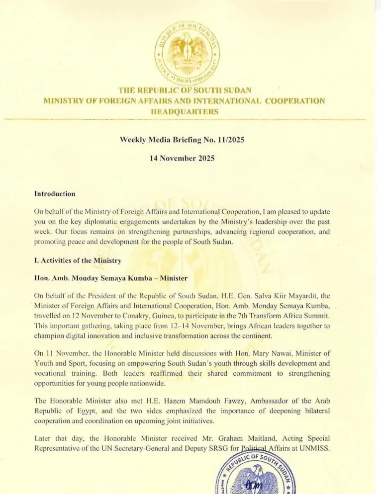 Weekly Media Briefing from Ministry of Foreign Affairs Weekly Media Briefing from Ministry of Foreign Affairs