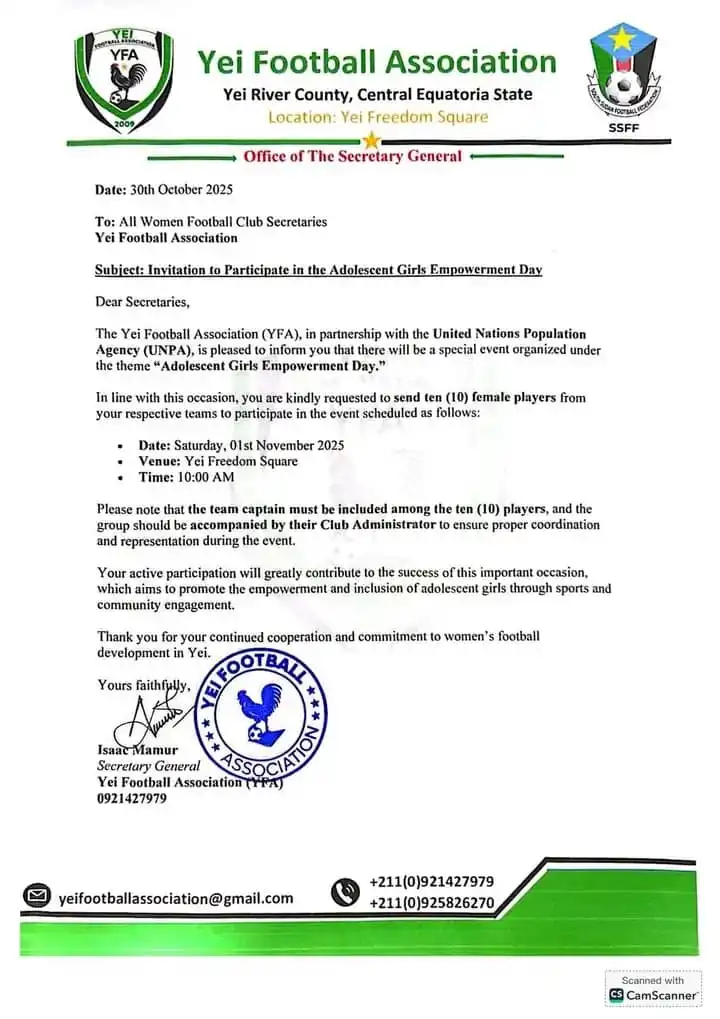 Yei Football Association Launches Girls’ Inclusion Campaign