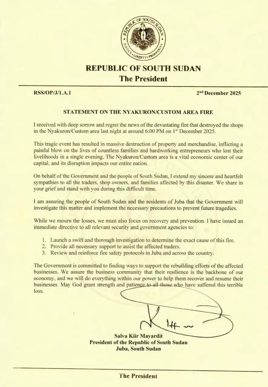 President Promises Action After Nyakuron Fire