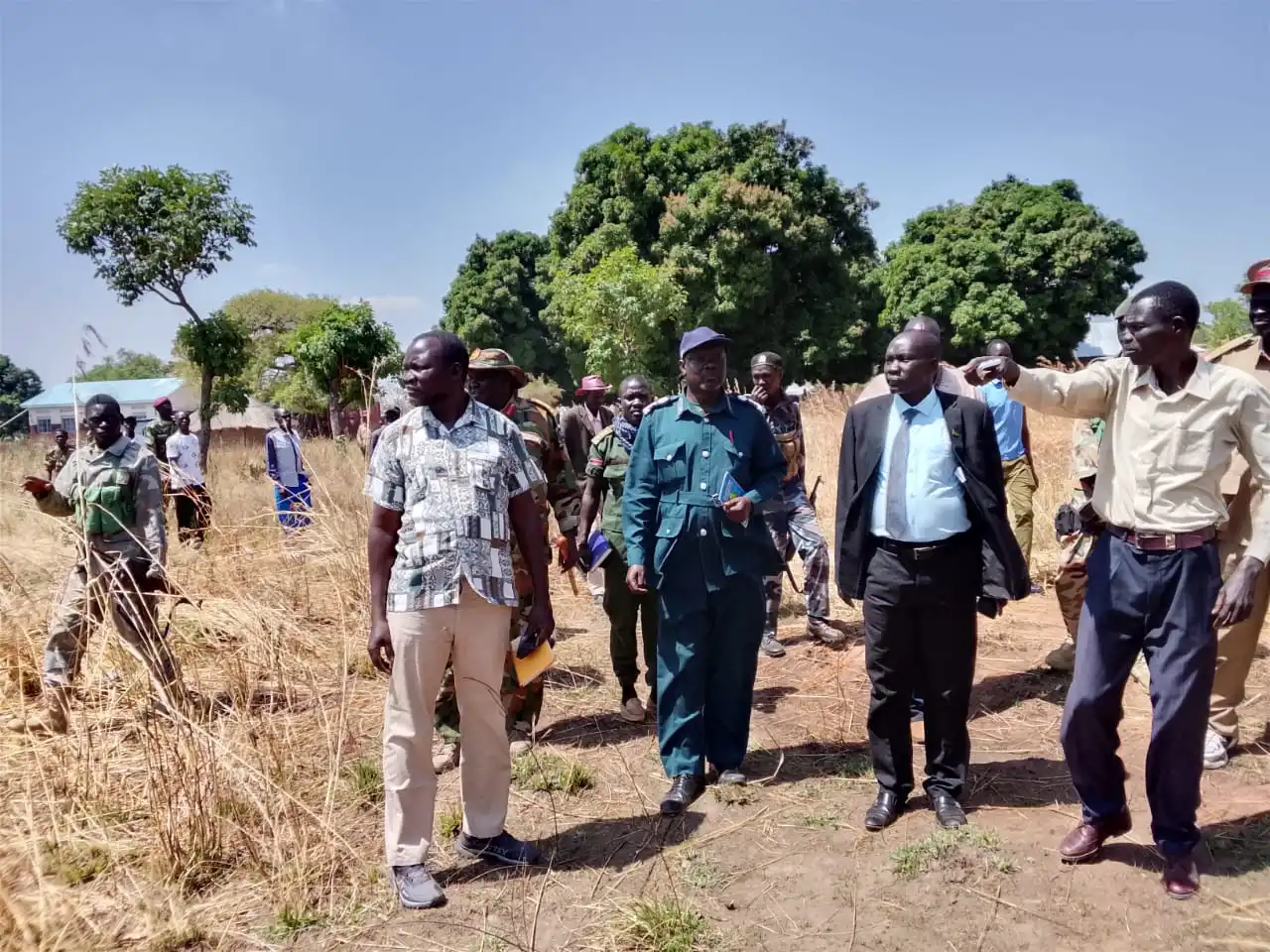 Commissioner Mule in black suit (Center) visit to the funeral home in Nyepo PHOTO CREDITS: (Kenyi Joseph)