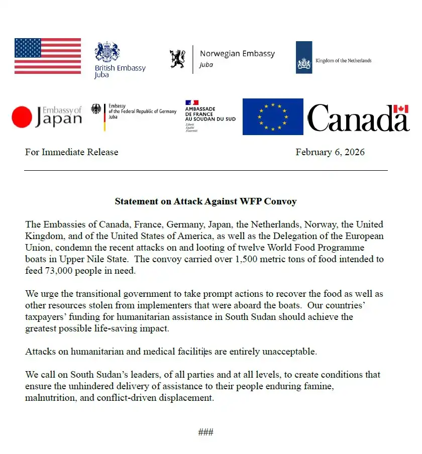 Foreign Embassies Condemn Attack on WFP Aid Convoy in South Sudan Foreign Embassies Condemn Attack on WFP Aid Convoy in South Sudan