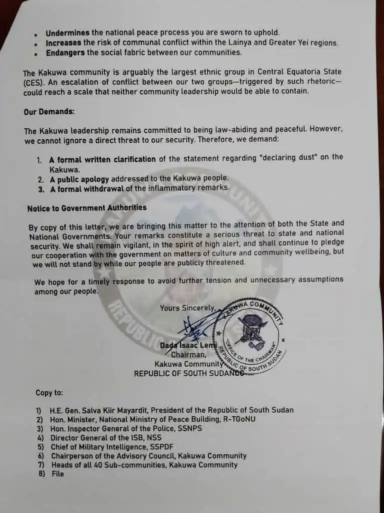 Kakukwa Alert Authorities Over Threat Claims Kakukwa Alert Authorities Over Threat Claims