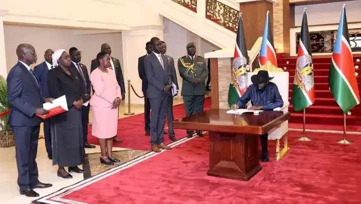 President Kiir signed three bills into law. PHOTO CREDITS- Press Unit-Office of the President