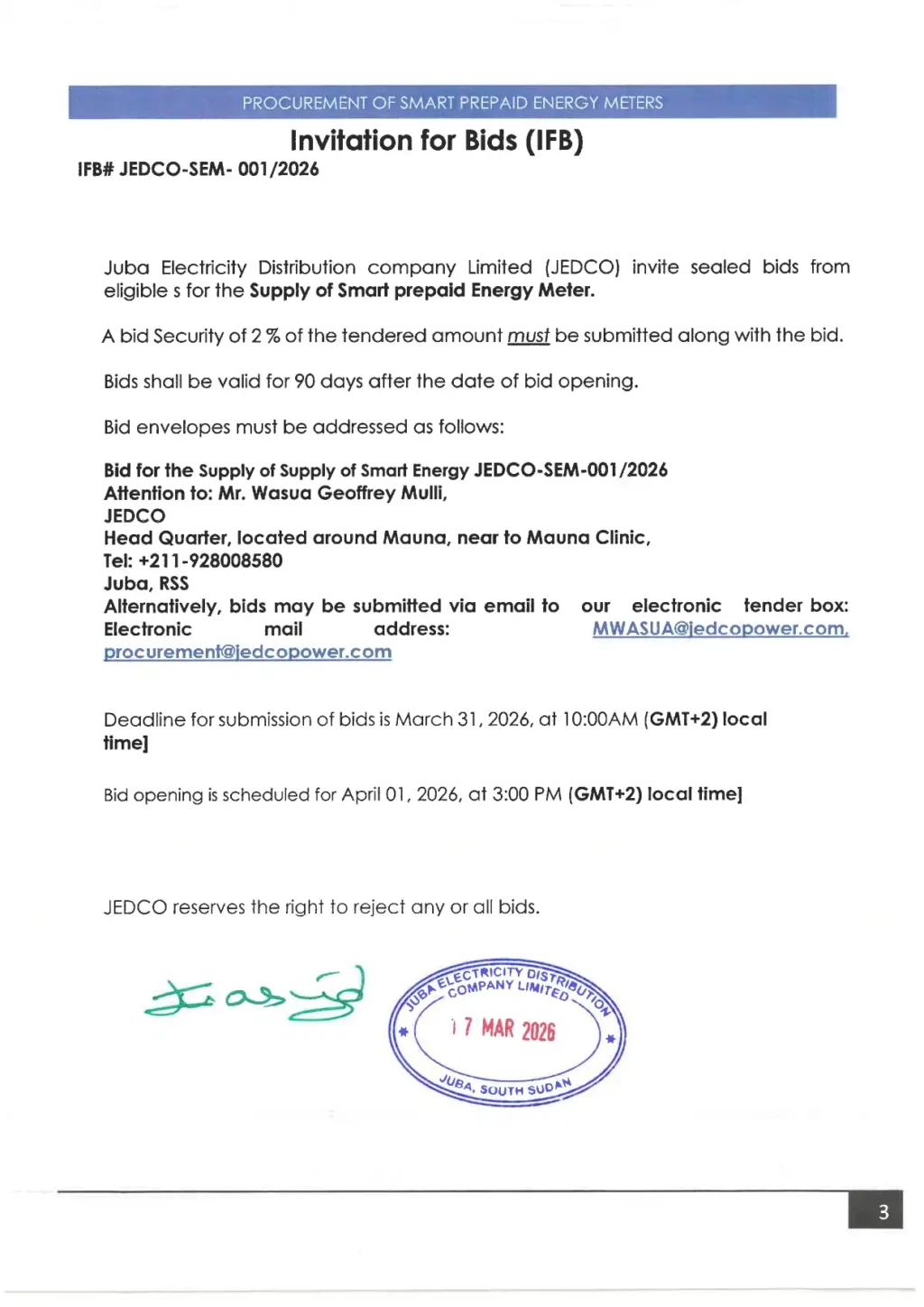 Energy Firm Invites Prepaid Meter Proposals in Juba