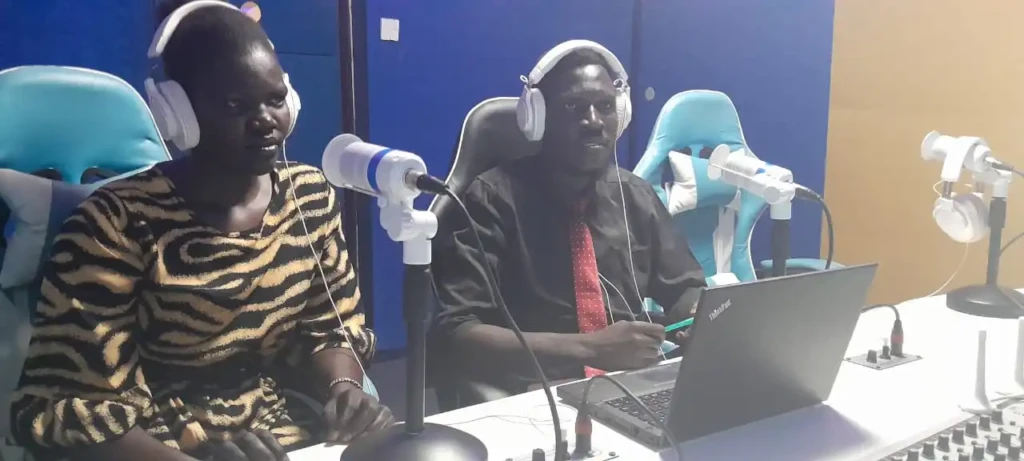 Health officials from Yei civil hospital during a live Radio Talk show. PHOTO CREDITS: Mogga Lino Taban