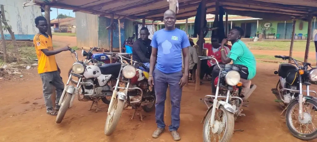 Boda-Boda-riders at the Gemtel Stage. PHOTO CREDIT: Emmanuel Malish / Access Radio