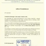 AMDISS-Condolence Message