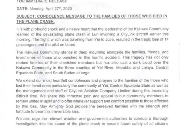 Condolence message from the Kakwa Community
