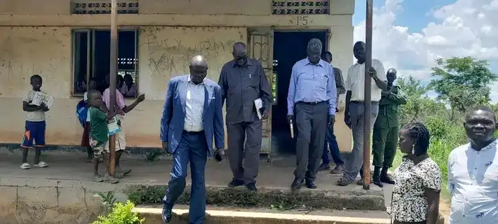 Government officials assessed Marakonye Primary school in Yei town Payam. Photo Credit: James Innocent / Access Radio