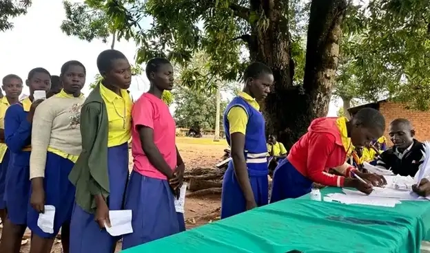 School girls in Yei recieving GESS financial aid-File Photo-Access Radio