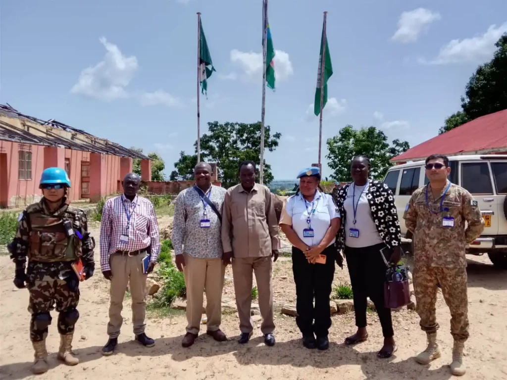 Commissioner Wani Jackson Mule and UNMISS Delegation pose for a Group photo. Photo Credit: Kenyi Joseph