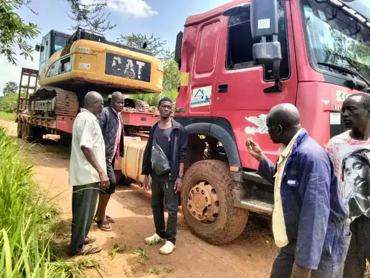 Construction equipment deployed at Supiri Bridge. Phtoto Credit: Morobo County Press Unit