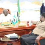 Lainya Commissioner Huda and Governor Adil during the meeting with Governor Adil at the state secretariate on Tuesday. Photo credit: Press Unit, office of the Governor