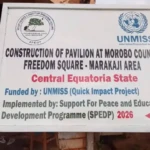 A sign post of the New Project Launched in Morobo. Photo credit: Press Unit Morobo County