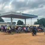Riders cue for fuel at Kafa Petrol Station in Yei town. Photo Credit: Keppable DC / Face Book.