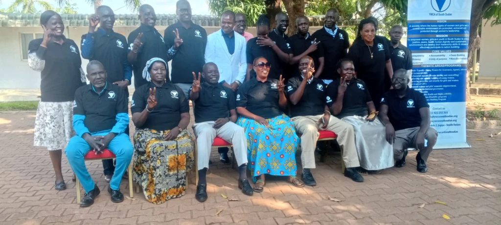Community peace committee leaders from across Juba pose for a photo