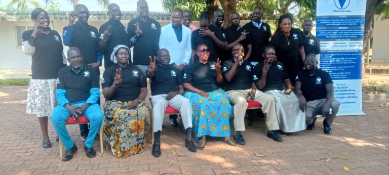 Community peace committee leaders from across Juba pose for a photo