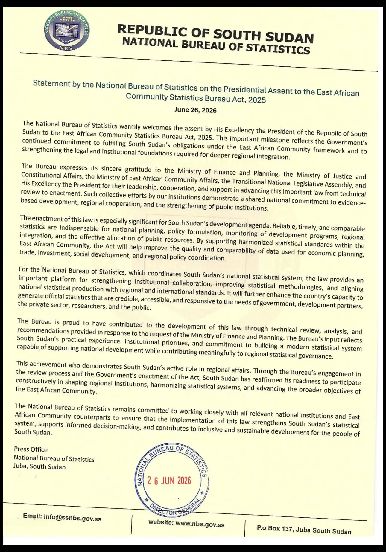 Juba Aligns Official Statistics With East African Community Norms