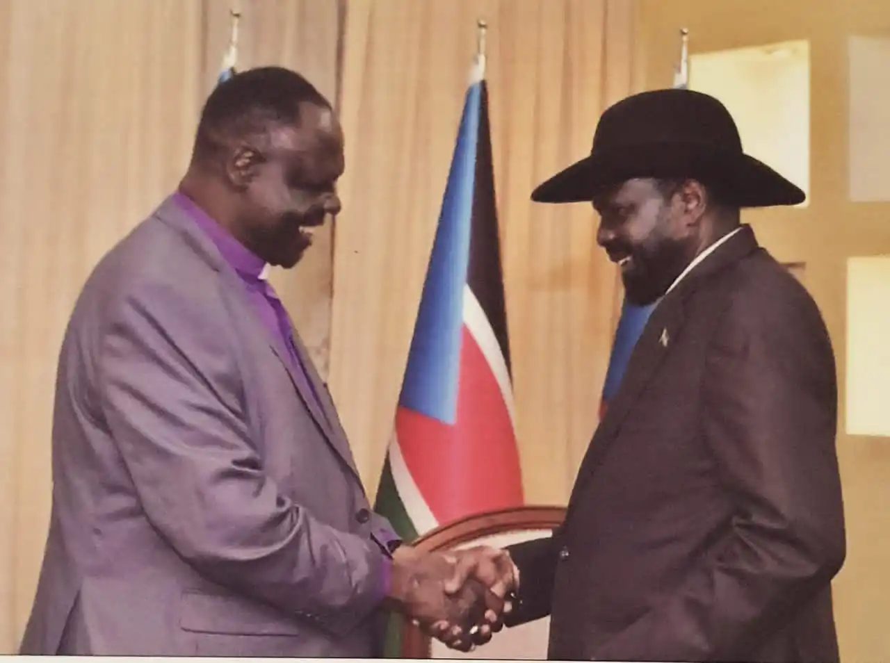 Elias Taban Parangi (L) and President Salva Kiir Mayardit (R)
