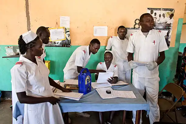 Health officials at Yei hospital. File Photo: Getty Images