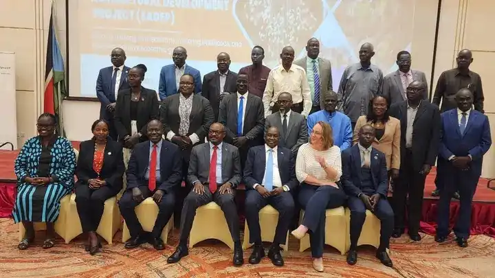 Agriculture and Partner officials pose for a group photo after the project Luanch-Photo credit-Media and Press Unit, Ministry of Agriculture and Food security-Juba,RSS