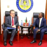 US Ambassador to South Sudan Michael Adler and Foreign Affairs Minister James Pitia. Photo Credit: Press Unit, Ministry of Foreign Affairs, RSS