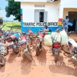 Impounded Motorcycles in Morobo Traffic Police office. Photo Credit: Iyete FM