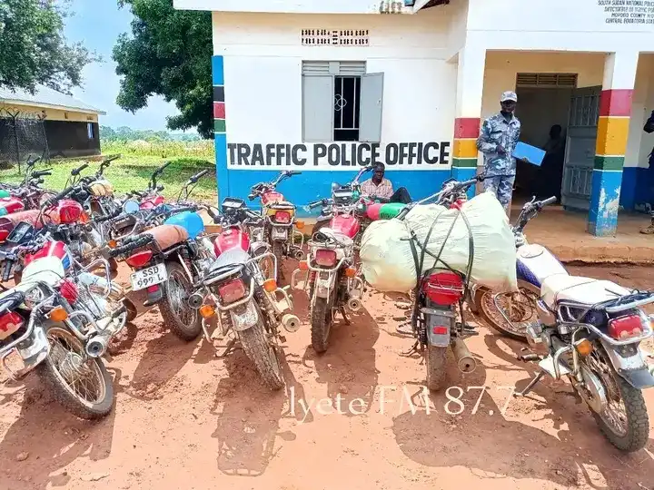 Impounded Motorcycles in Morobo Traffic Police office. Photo Credit: Iyete FM