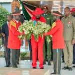 President Kiir (Center) Paid tribute to late Dr. John Garang De Mabior-Photo Credit-Press Unit office of the President
