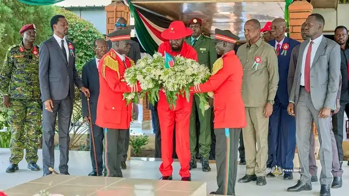 President Kiir (Center) Paid tribute to late Dr. John Garang De Mabior-Photo Credit-Press Unit office of the President
