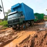A commercial truck stuck along one Mile Yei-Kaya Road-Photo Credit-Hand Out