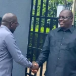 Governor Adil Greets his Deputy Paulino Obede upon arrival from Yei. Photo credit-Press Unit office of the governor
