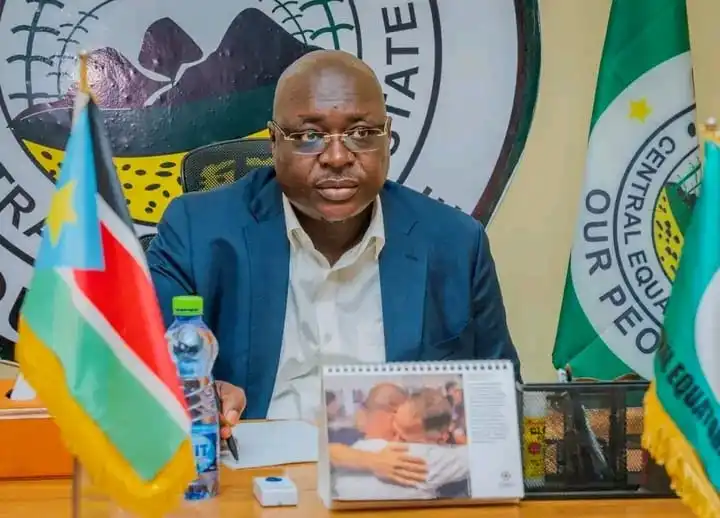 Governor Emmanuel Adil Anthony chaired a security meeting in Lainya County on Friday. Photo Credit-Press Unit, Office of the Governor-CES