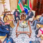 President Kiir (L) and South African president Ramaphosa (R) in a joint meeting