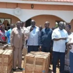 Two boxes of the Grinding mill displayed at the county head quarters before delivery to Pakula and Otogo villages. Photo credit-James Innocent