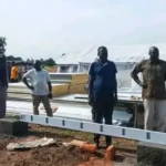 Commisisoner Samuel Malimbo and Juma David Augustine, inspects the construction works at Yei air strip-Photo credit-James Innocent