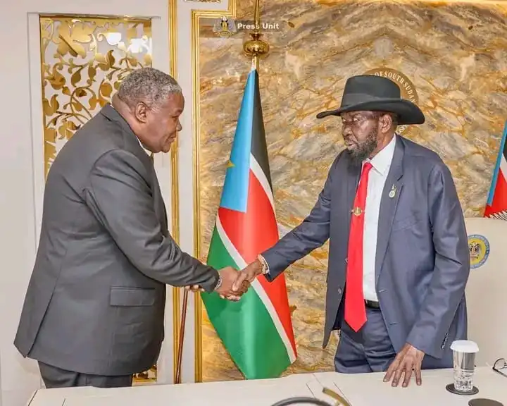 President Kiir Greets a Delegation member-Photo Credit-Press Unit-Office of the President