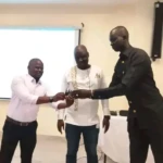 UJoSS staff recieving set of voice recorder in Juba