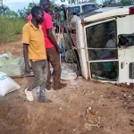 Car over turned on the Yei-Juba Road
