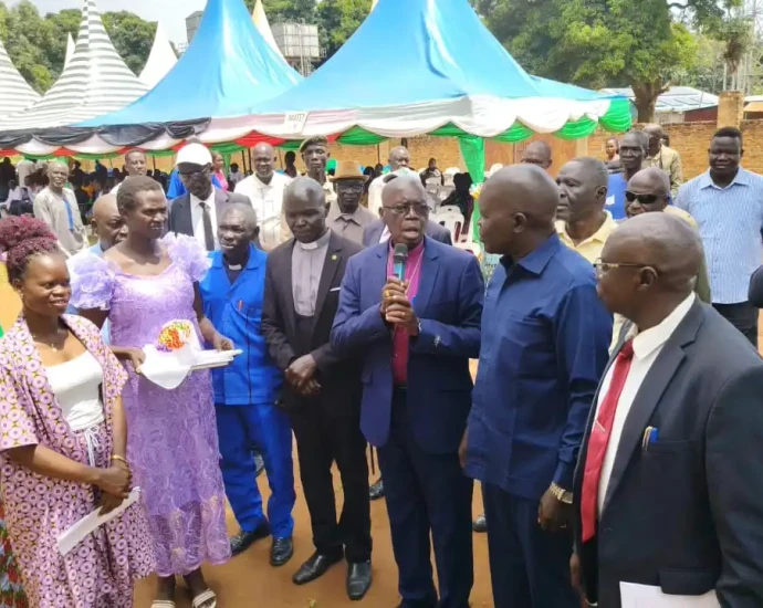 Community and Health officials at Yei the at the re-opening of the offices of the county health Department. Photo Credit Emmanuel Malish Richard