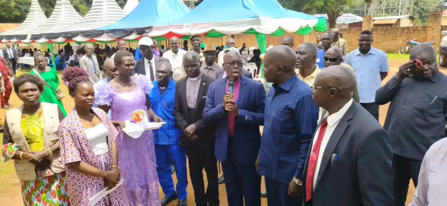 Community and Health officials at Yei the at the re-opening of the offices of the county health Department. Photo Credit Emmanuel Malish Richard