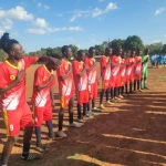GLY FC and MTN FC at at the opening of the match in Yei town. Photo Credit-Access Radio
