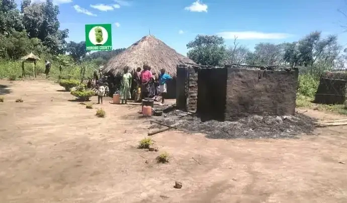 House burnt in Aboroto Village, Lujulo Payam of Morobo County-Photo Credit-Press Unit-Office of the Commissioner