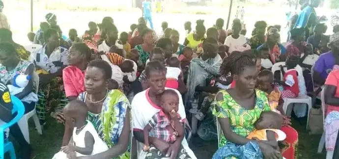 Mothers and children awaits vaccination in Yei- Photo Credit-Reno Charles Mario