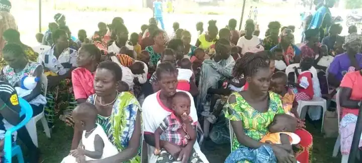 Mothers and children awaits vaccination in Yei- Photo Credit-Reno Charles Mario